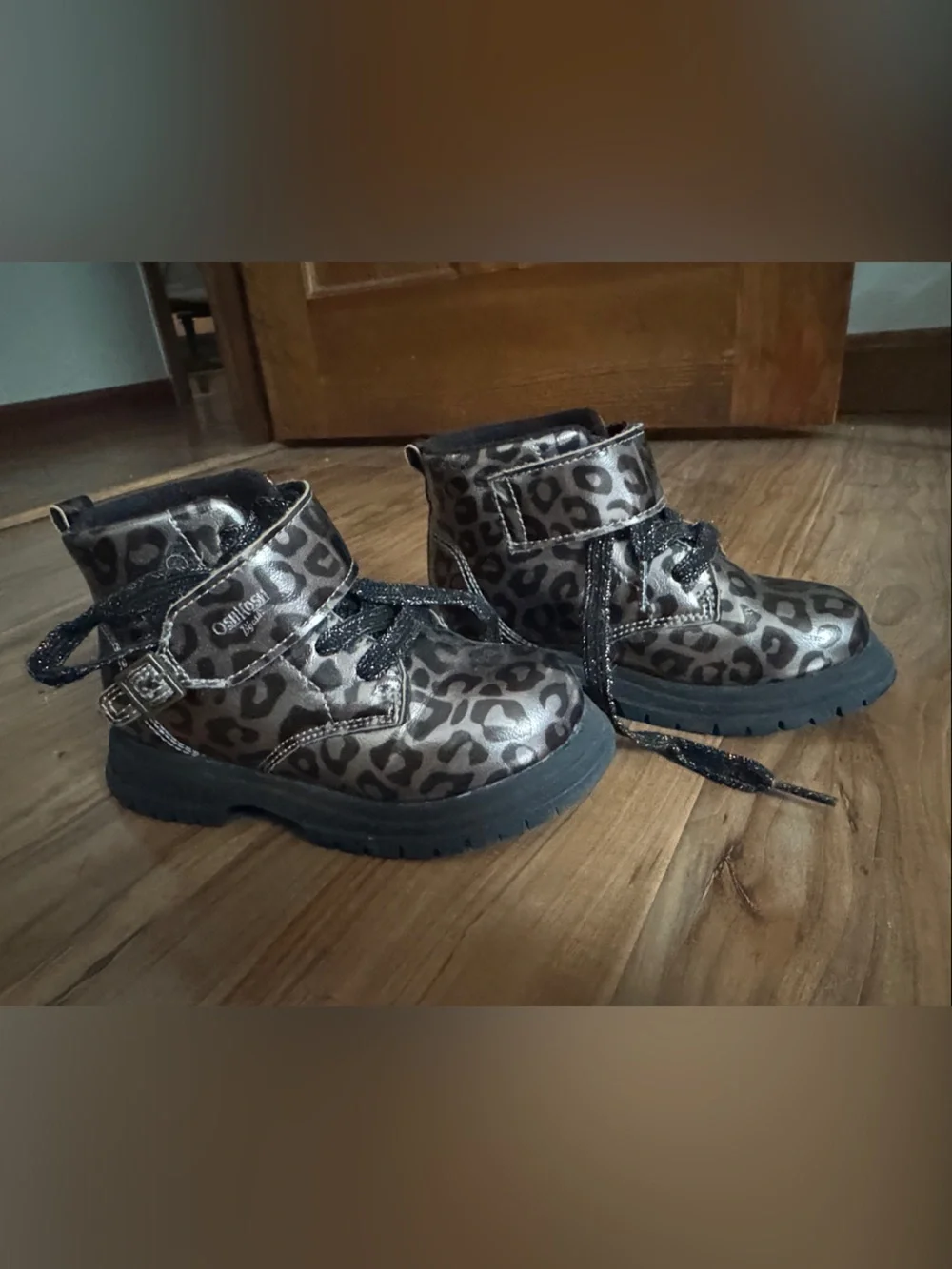 OshKosh B'gosh Metallic Leopard Print Ankle Boots - Black/Bronze